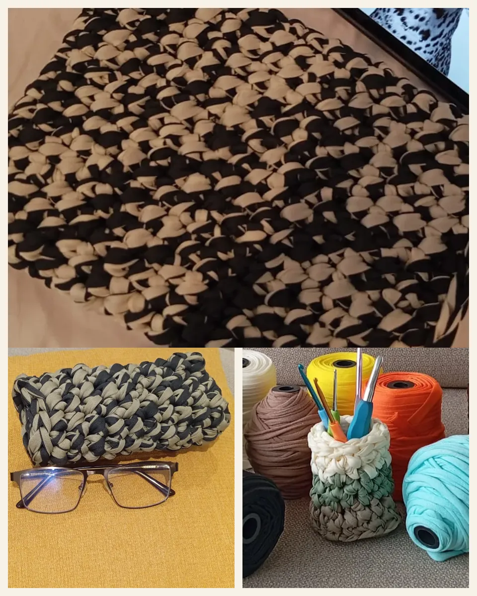 Porta tablet, porta lentes y porta lapiceros tejidos en crochet